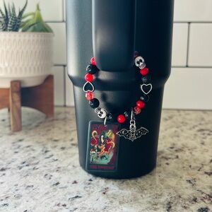 🖤🦇 Stanley cup charm Elvira Halloween tarot cards beetlejuice handmade!